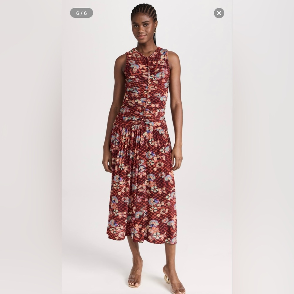 Ulla Johnson Flora Oasis Floral Print Midi Dress